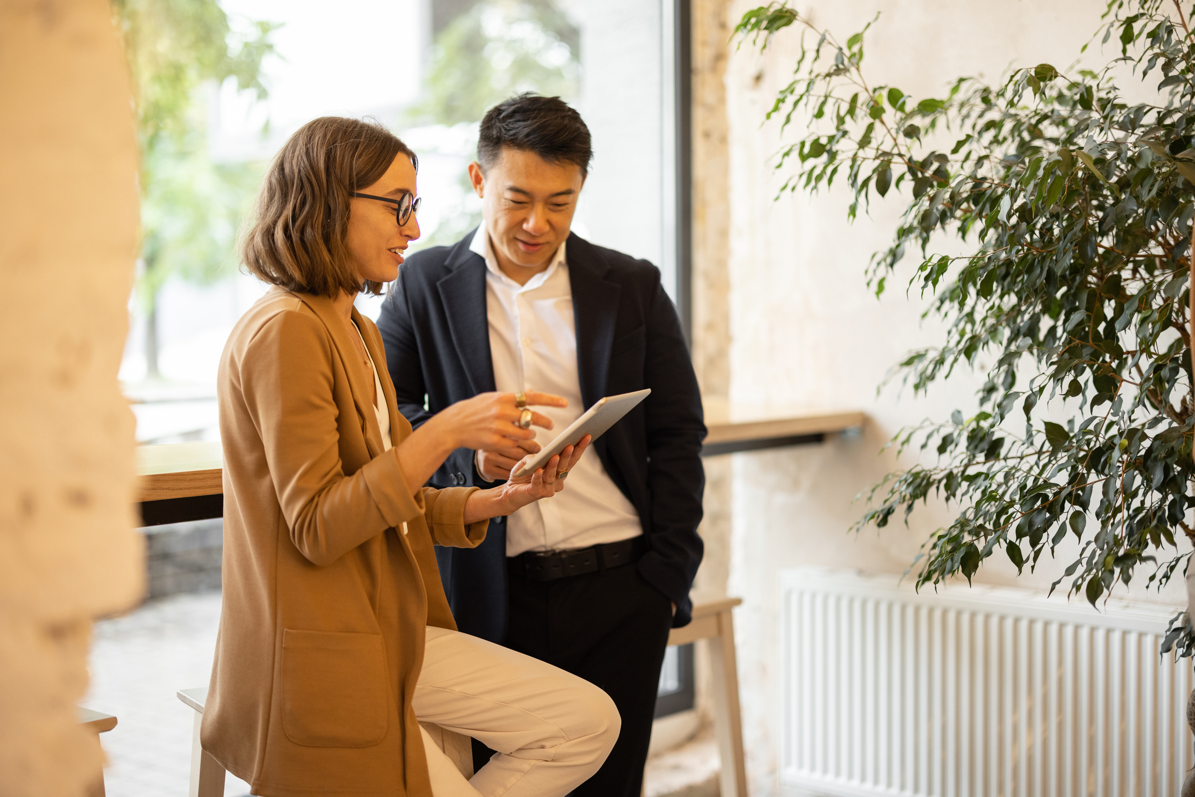 Colleagues Talking in Cafe